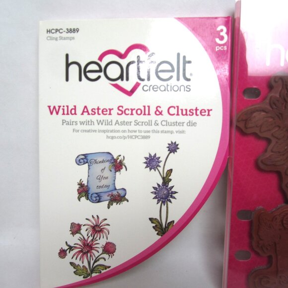 Heartfelt Creations Wild Aster Scroll & Cluster Cling Stamps & Craft Dies Floral - Picture 2 of 5